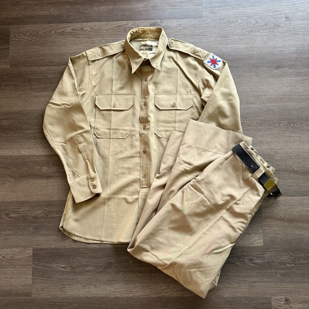 VTG WWII WW2 US ARMY OFFICER Regulation Uniform Shirt Trousers Belt Worsted Wool